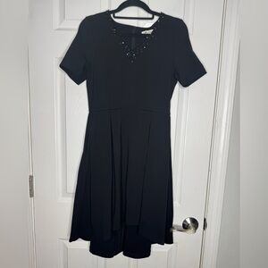 METISU NWT Black Embellished Neckline Fit And Flare High Low Dress Small Pockets